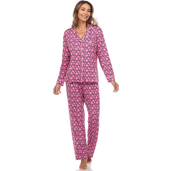 Long Sleeve Heart Print Pajama Set - Picture 2 of 4